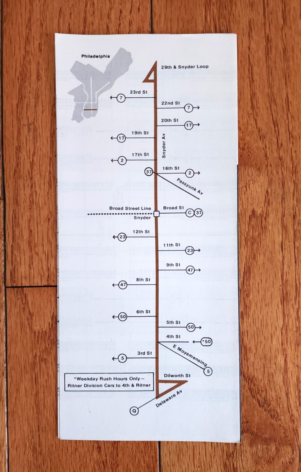 1975 SEPTA TRACKLESS TROLLEY BUS TIME TABLE ROUTE 79 PHILADELPHIA PA
