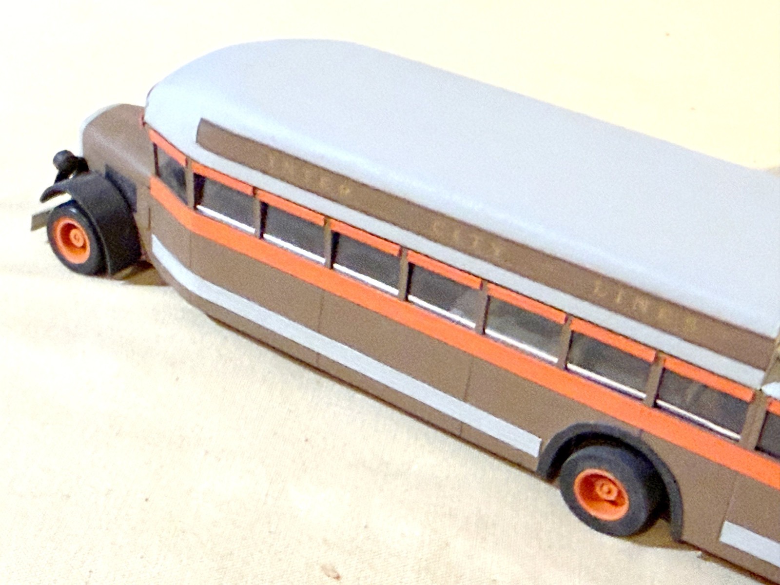 Handmade Vintage Slot Car Models: White COE Truck & 1930s Mack Intercity Bus