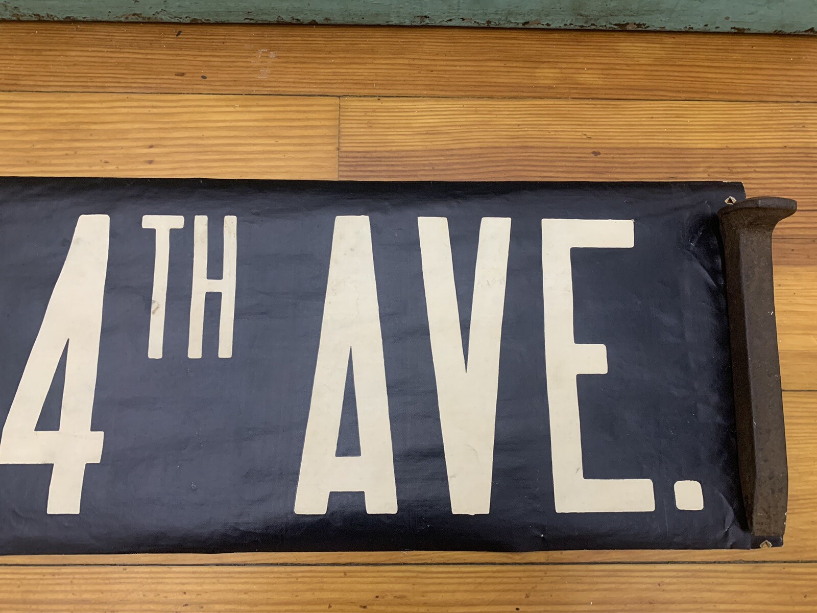 VINTAGE NY NYC BUS ROLL SIGN 114th AVENUE 1956 COPPER COLLECTIBLE QUEENS ART