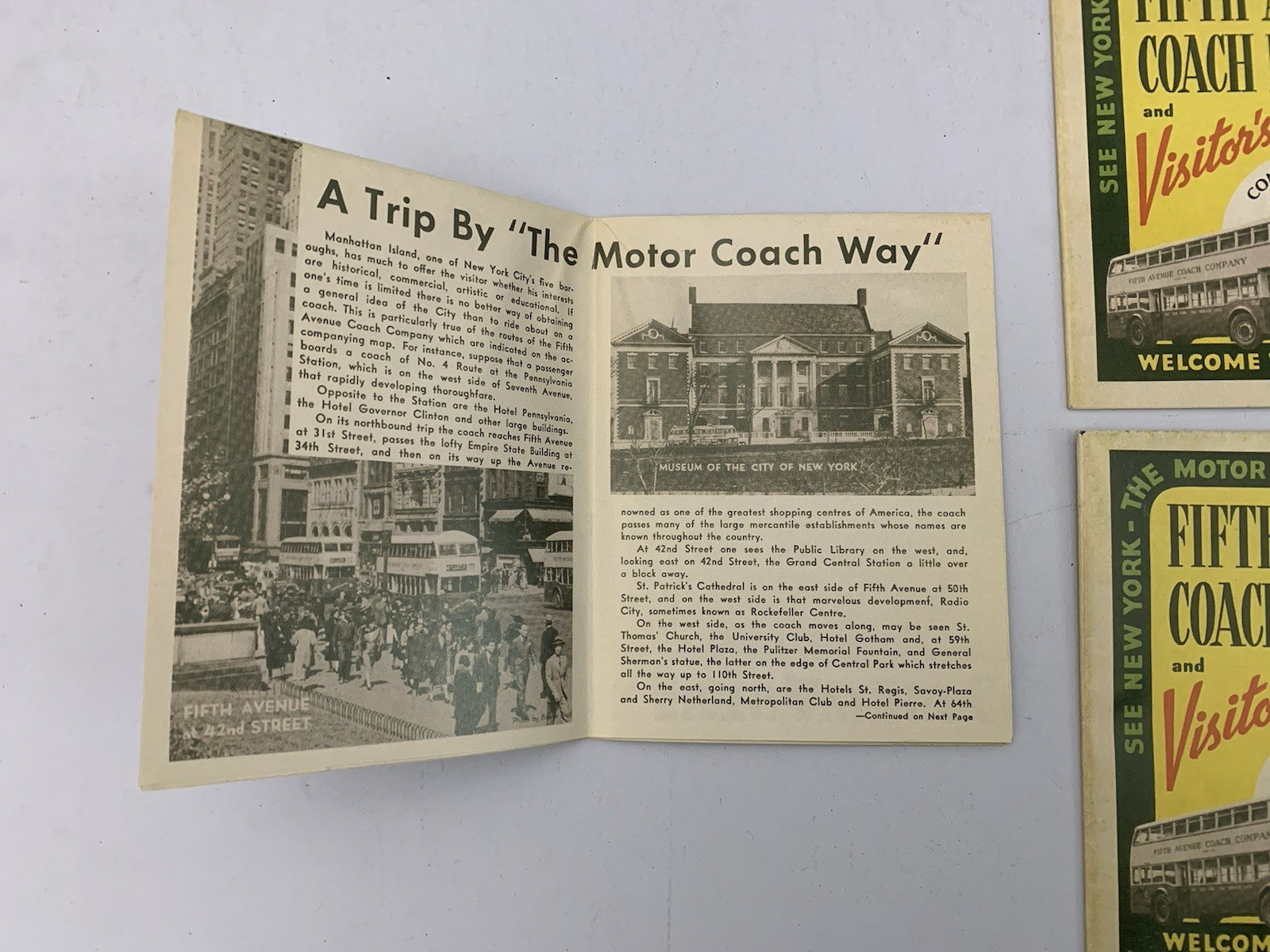 3 NOS FIFTH AVENUE COACH GUIDE NEW YORK WORLDS FAIR NYC VINTAGE NY MANHATTAN MAP
