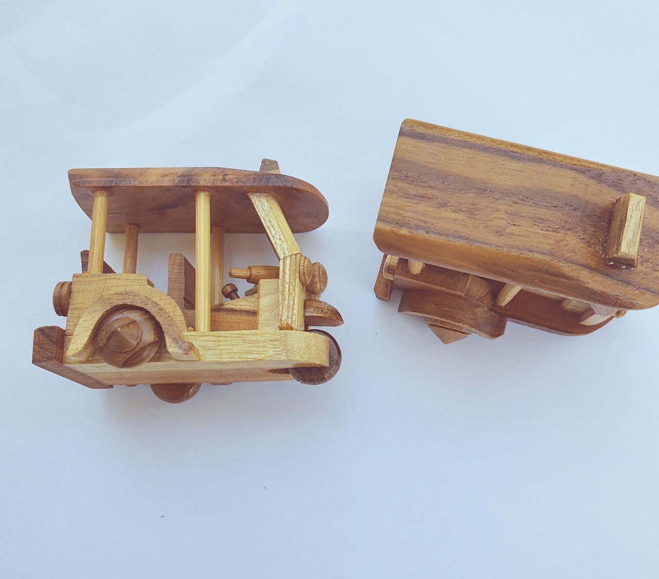 2 x Wooden Tuk Tuk Mini Taxi Thailand Vehicle Handmade Souvenir Model Collectibl