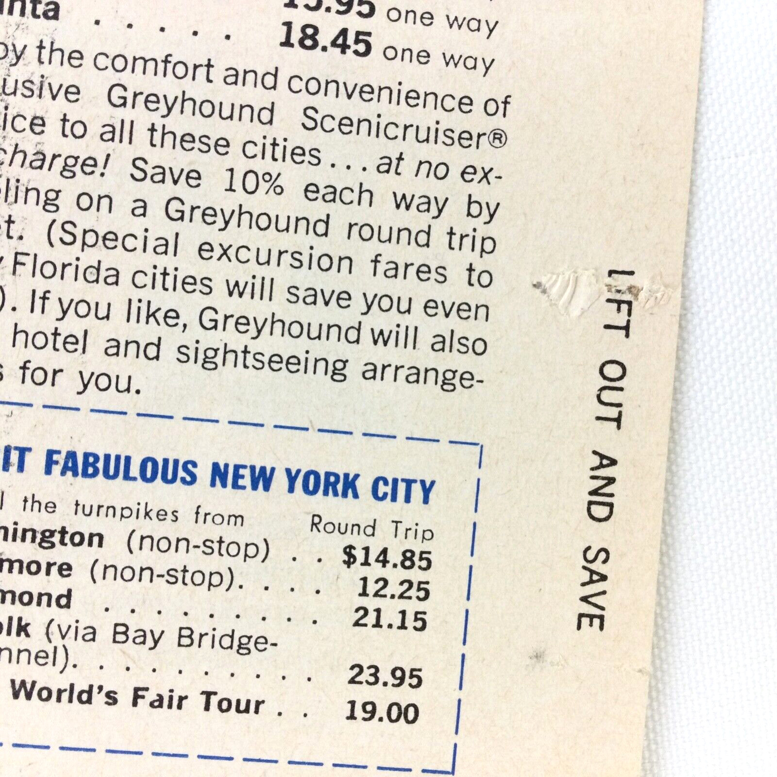 Greyhound Bus 1965 PRINT AD 2-PAGE + Ticket Fee Booklet Insert Travel Passenger