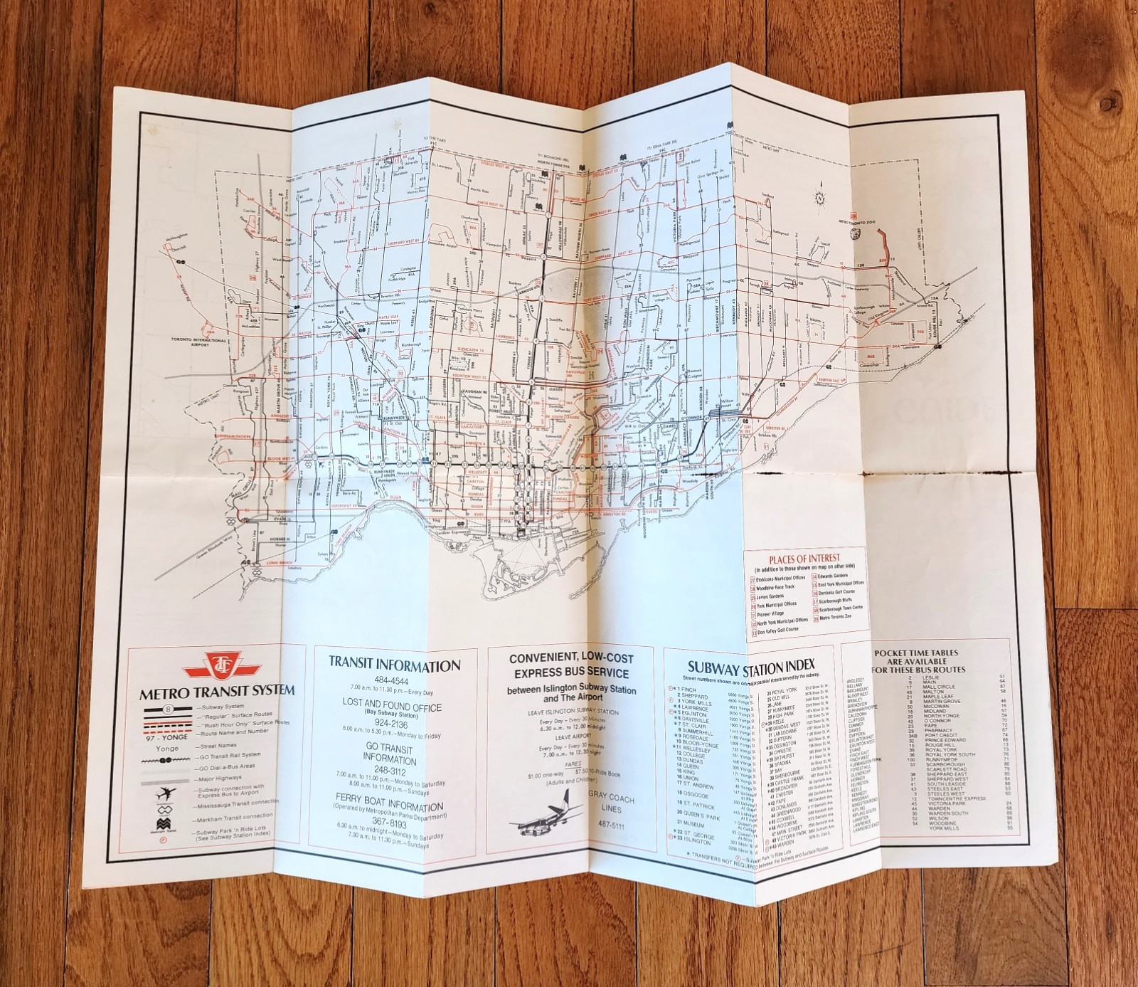 1976 TTC TORONTO TRANSIT CO BUS – SUBWAY RIDE GUIDE MAP ONTARIO CANADA