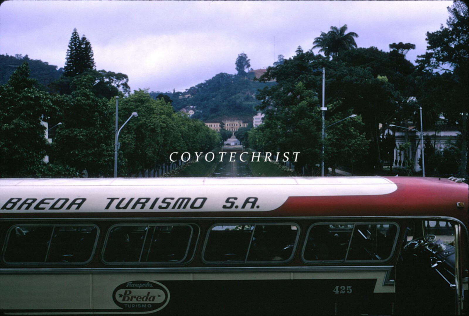 Original 35mm Slide CHARTER BUS Breda Turismo Transportes BRAZIL 1969