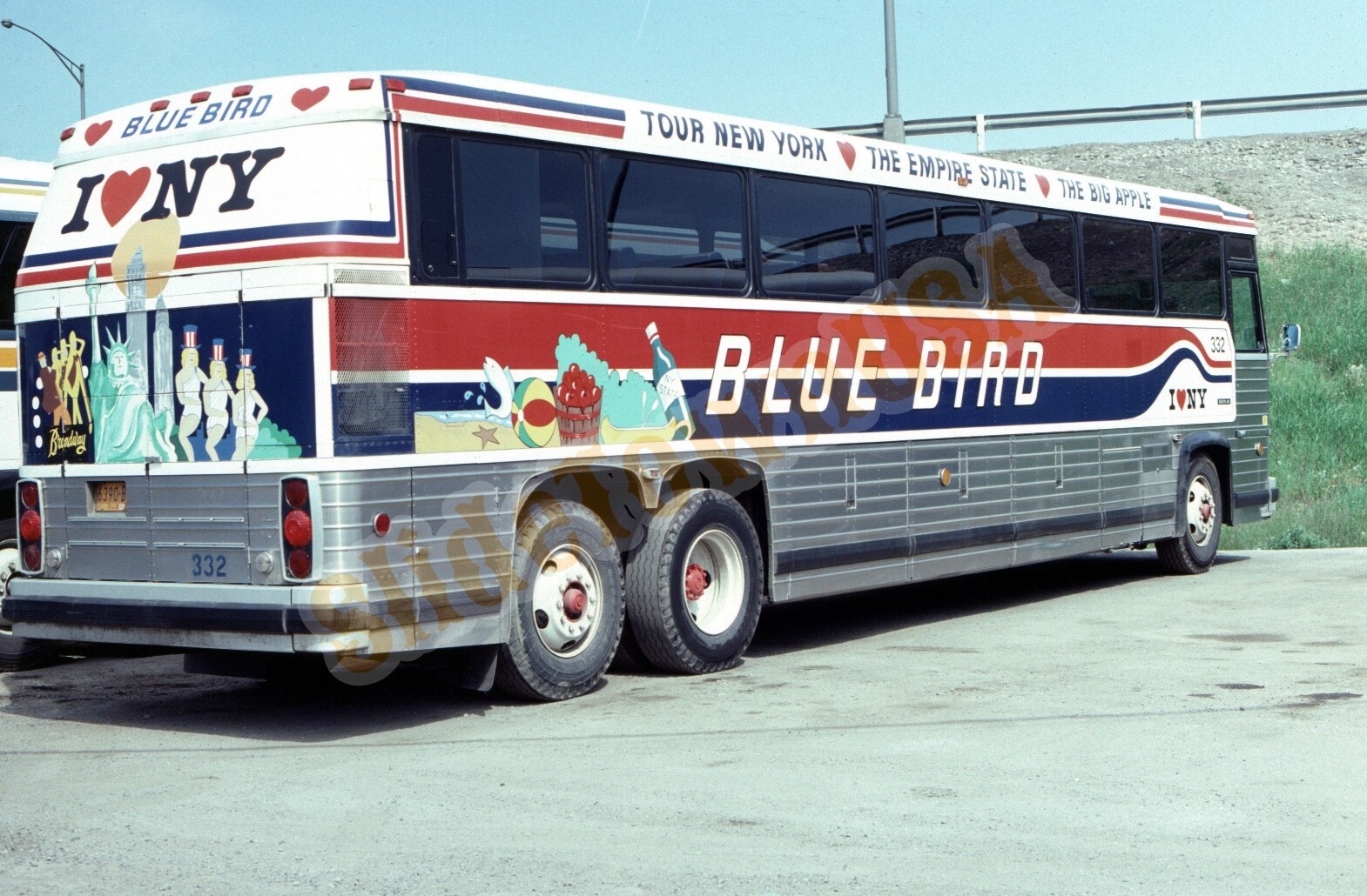 Vtg 1980 Bus Slide 332 Blue Bird I Love New York NY Y1Q048