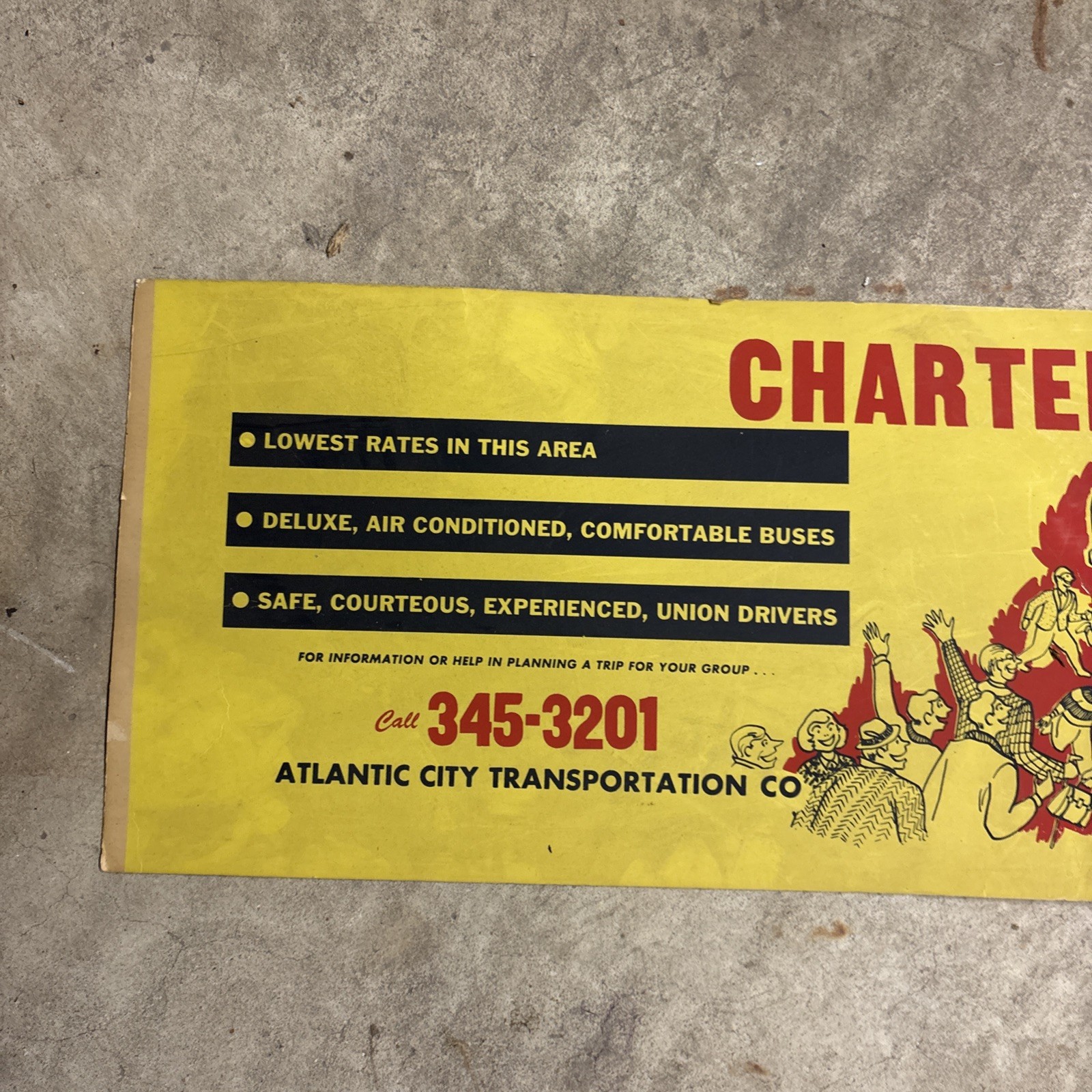 Atlantic City Transportation Company Bus Sign 42×11