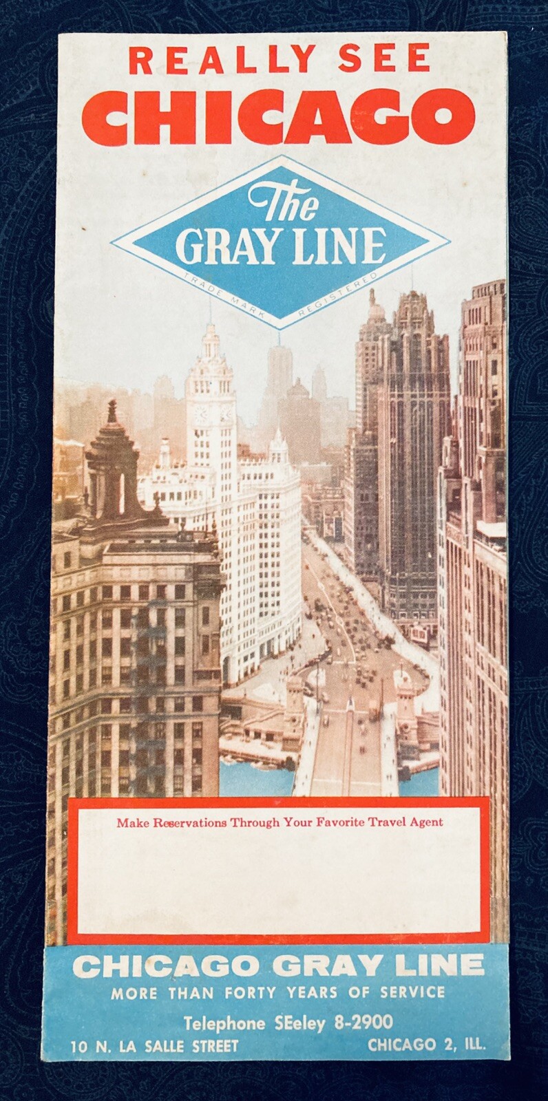 1950s Gray Line Really See Chicago Tour Brochure Guide Chicago Map Insert