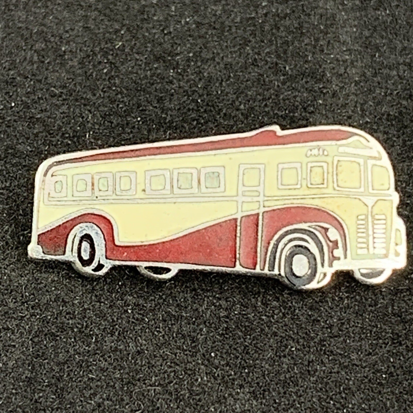 Enameled Transit Bus Pin Back Lapel Pin Vintage 1950s Red & White Burgundy
