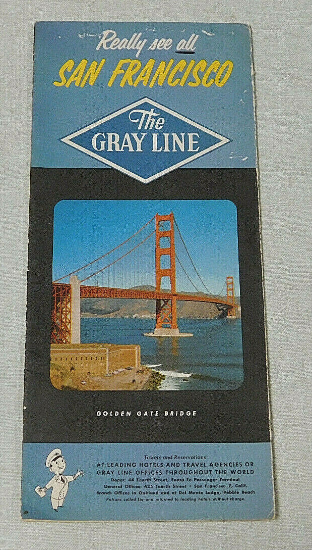 1954 San Fancisco travel brochure The Gray Line bus