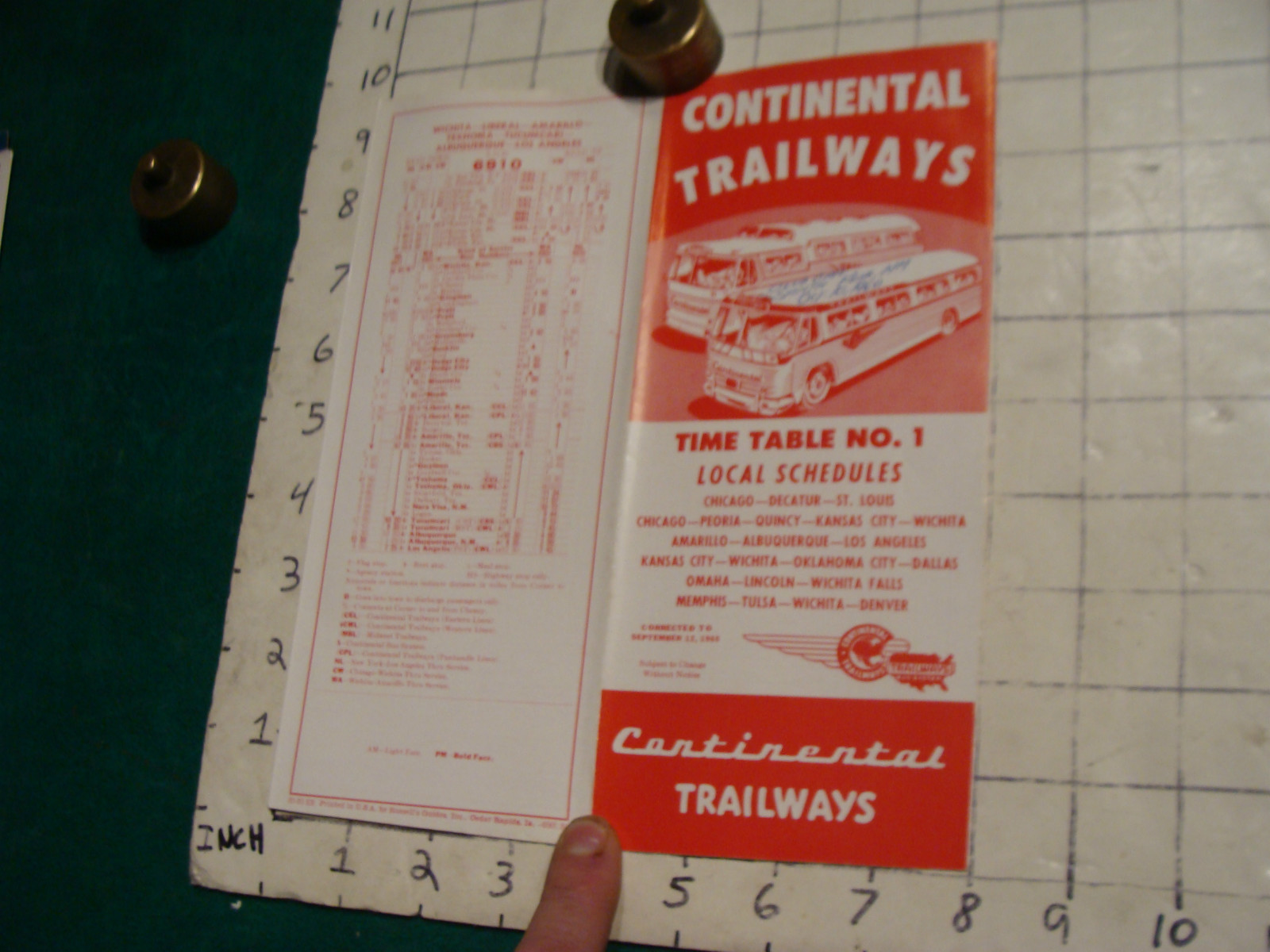 GREAT brochure: CONTINENTAL TRAILWAYS BUS time tables #1 local schedules 8pgs