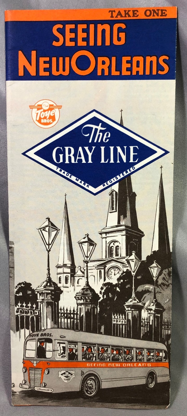 1940s GRAY LINE BUS Tours NEW ORLEANS Brochure VINTAGE Original YELLOW CABS Taxi