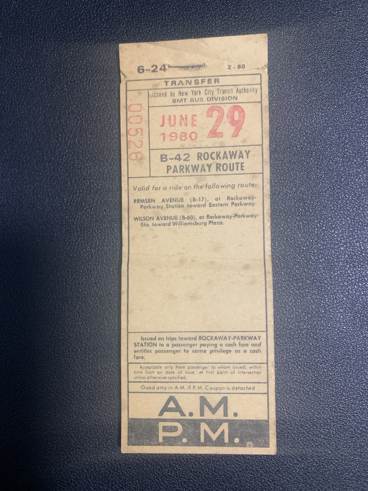 25 COMPLETE UNUSED TRANSFERS NYC BUS ROCKAWAY PARKWAY STATION BROOKLYN NY 1980