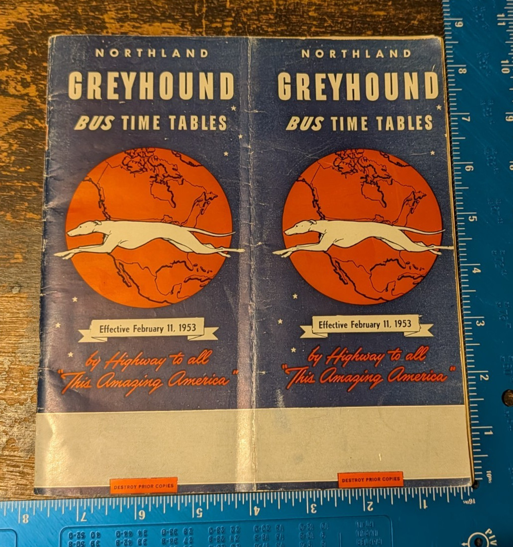 Northland Greyhound Bus Time Tables, February 11, 1953, Booklet, 66 pages