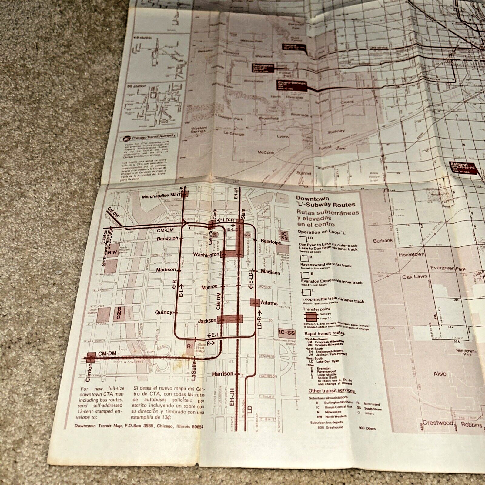 Spring 1977 CTA – CHICAGO TRANSIT AUTHORITY MAP showing CTA Bus and Subway Lines