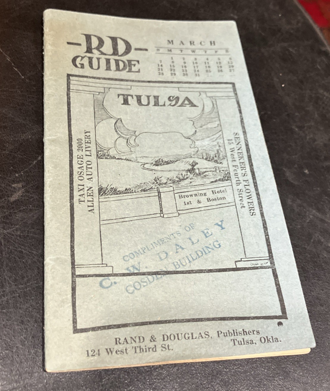 1920’s RD Taxi Rail Fare Guide “From Tulsa To” For March