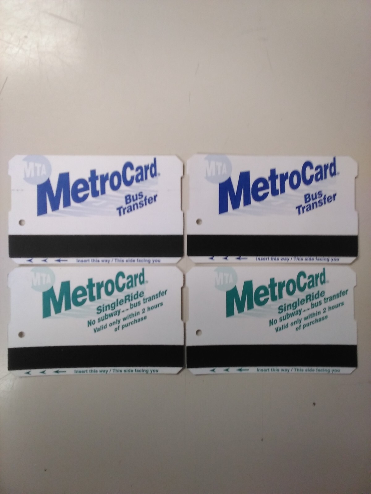 Vintage MTA New York City Transit MetroCard Bus Transfer and Single Ride Tickets