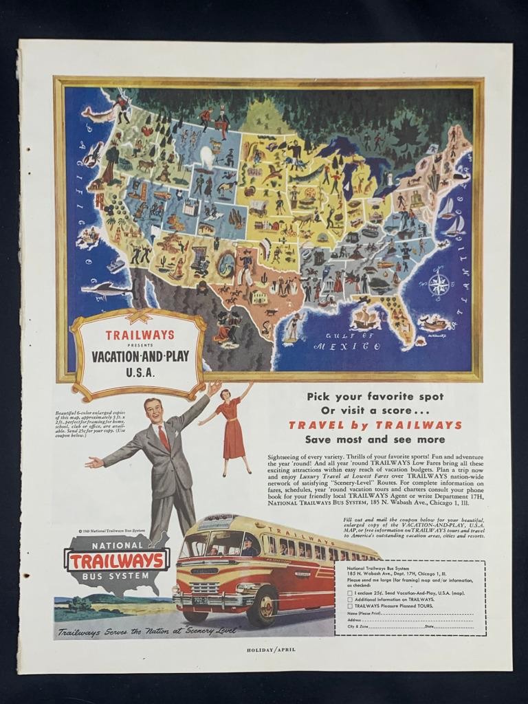 Magazine Ad* – 1949 – National Trailways Bus Lines – (#4)