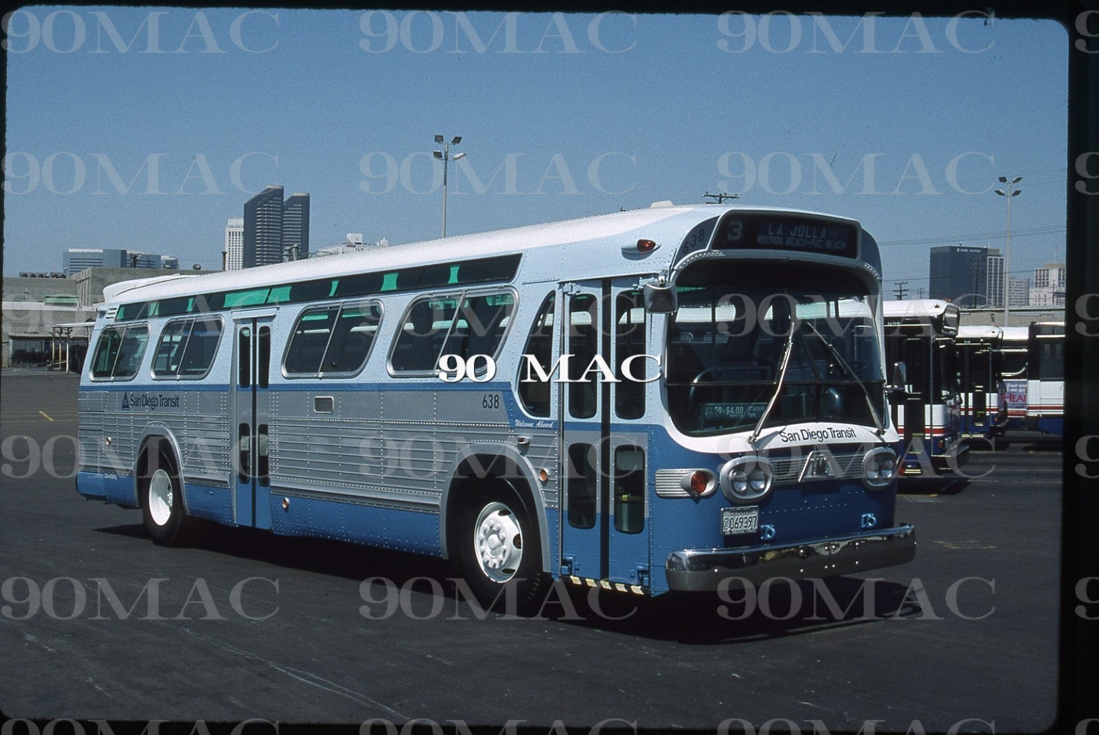 SDMTS. GM COACH BUS #638. San Diego (CA). Original Slide 1993.
