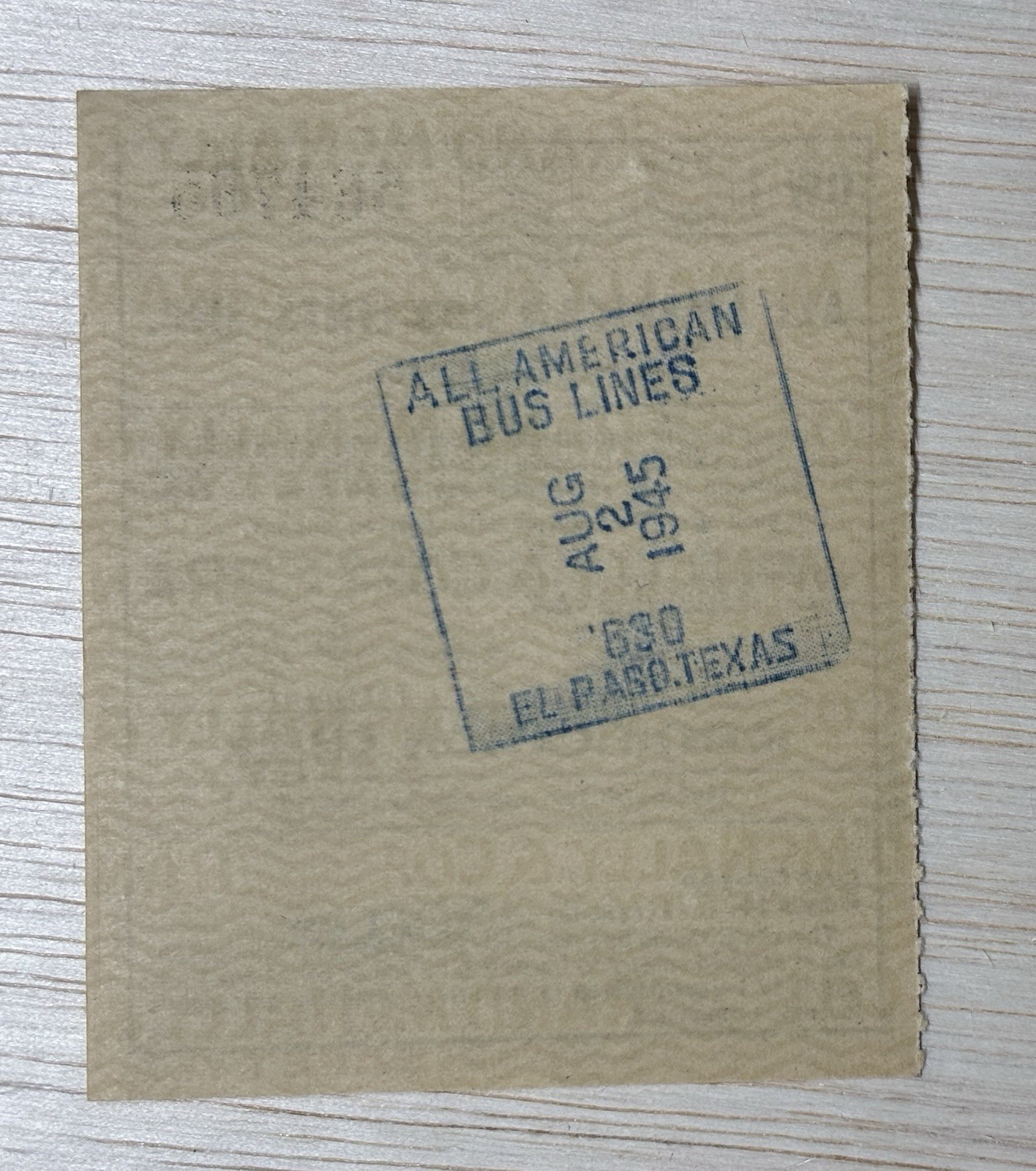 VINTAGE BUS TICKET: 1945 ALL AMERICAN BUS LINES – Chicago to Los Angeles CA