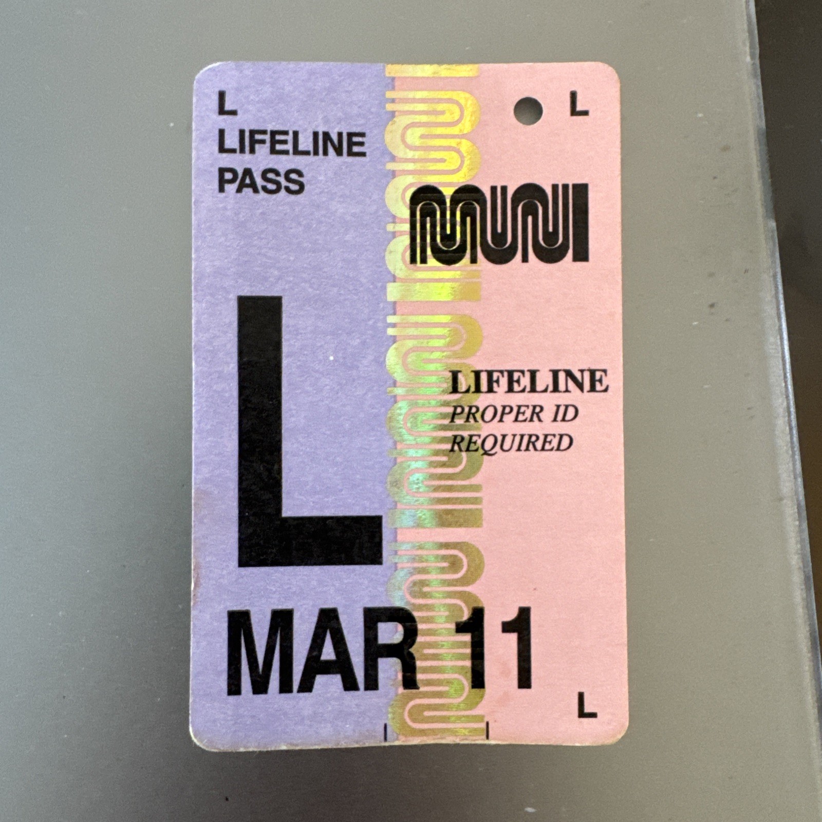 VTG 2011 San Francisco SF MUNI lifeline FAST PASS Monthly Bus Transfer TICKET