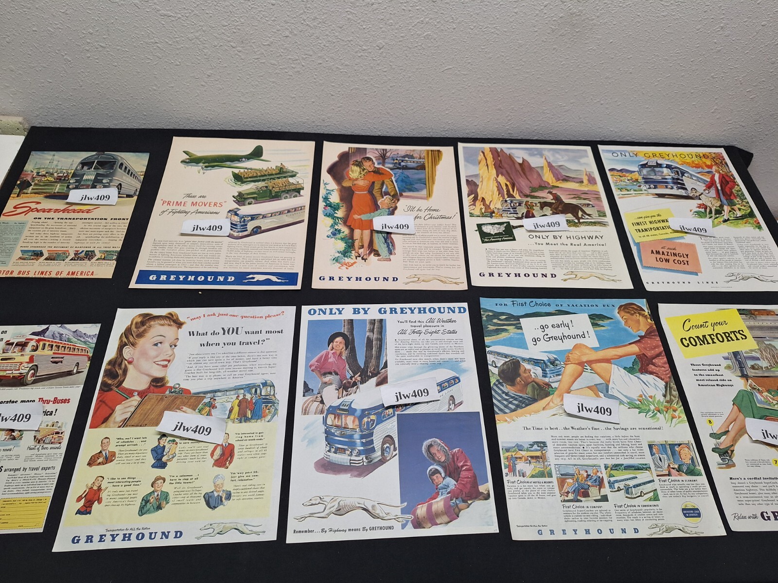 10 Vtg 1944-1951 BUS ADS Original Print Ad Spearhead Greyhound Trailways