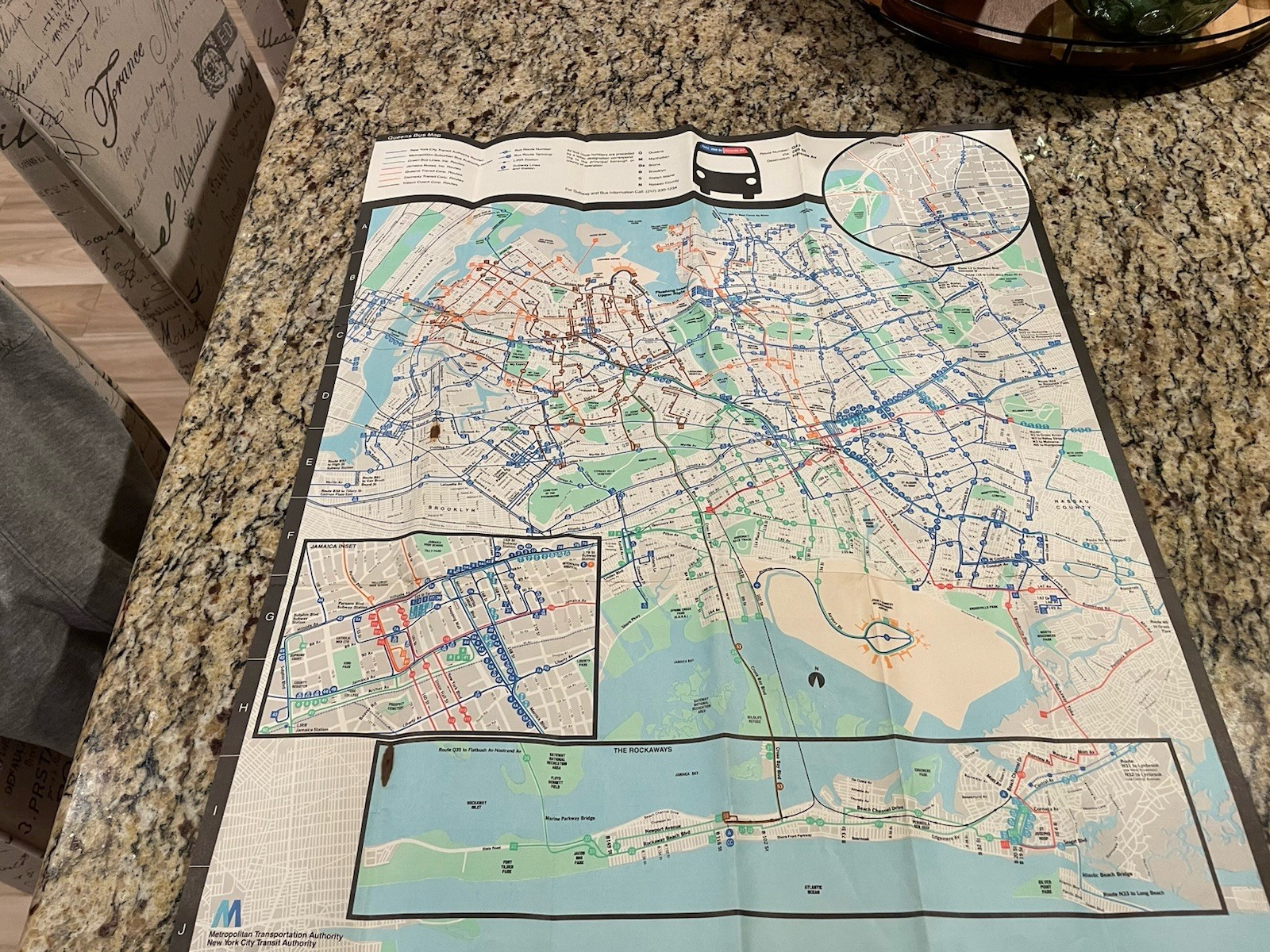 VINTAGE 1980 QUEENS BUS MAP MTA NEW YORK CITY TRANSIT AUTHORITY NY