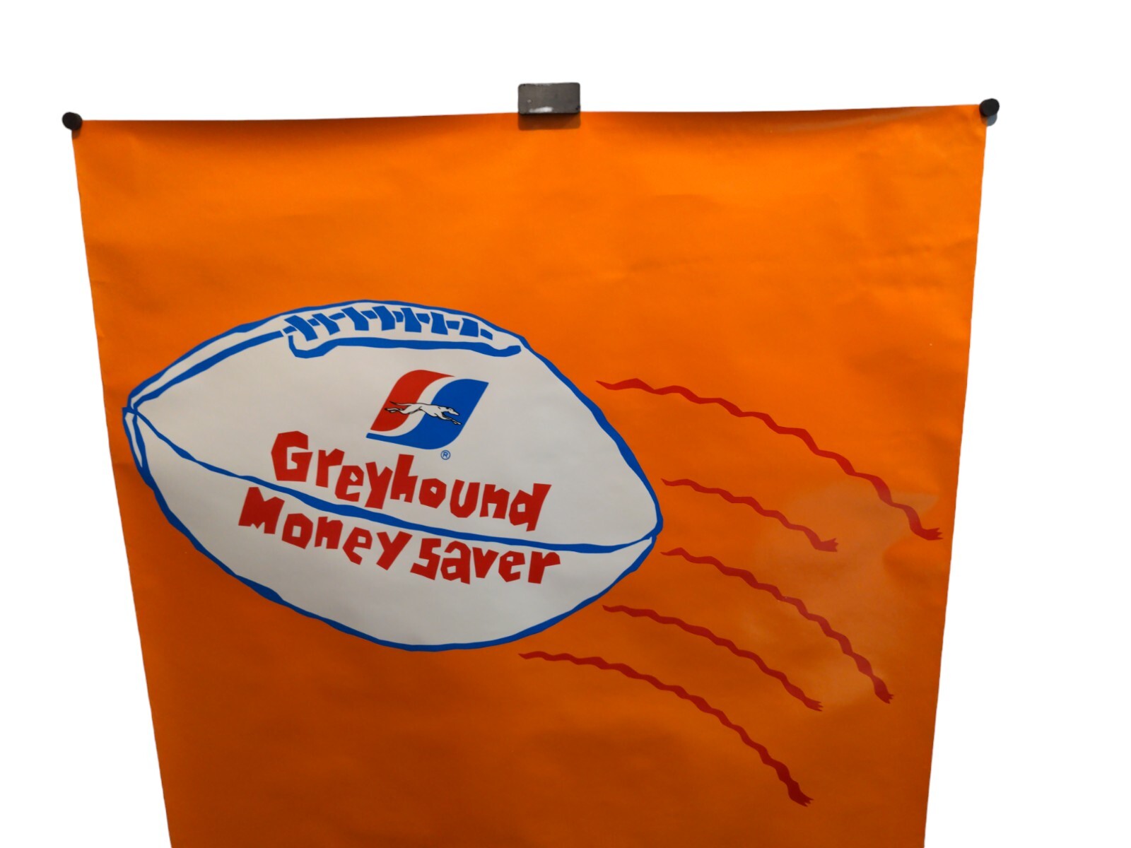 GREYHOUND BUS TRAVEL Orange Money Saver Football Advertisement 1989 Poster