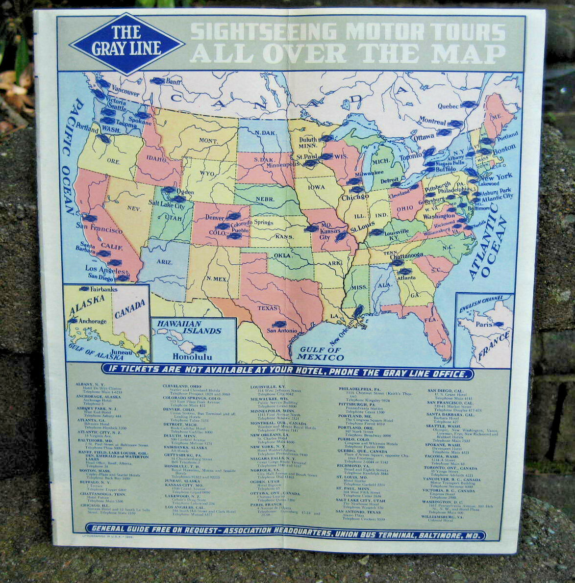1929 Gray Line Bus “Seeing New York” Travel Brochure & Map