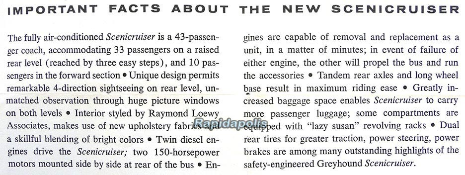 Campy Illustrated Fold-Out GREYHOUND SCENICRUISER Brochure ~ mid 1950s