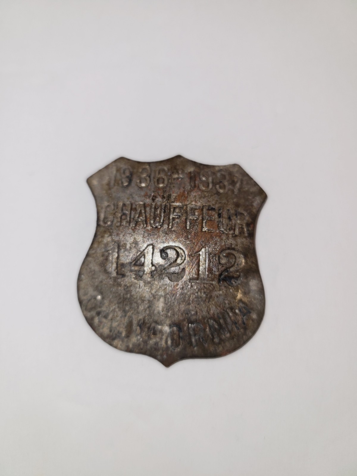 AS IS VINTAGE 1936-1937 California State Chauffeur Badge CA Taxi Bus