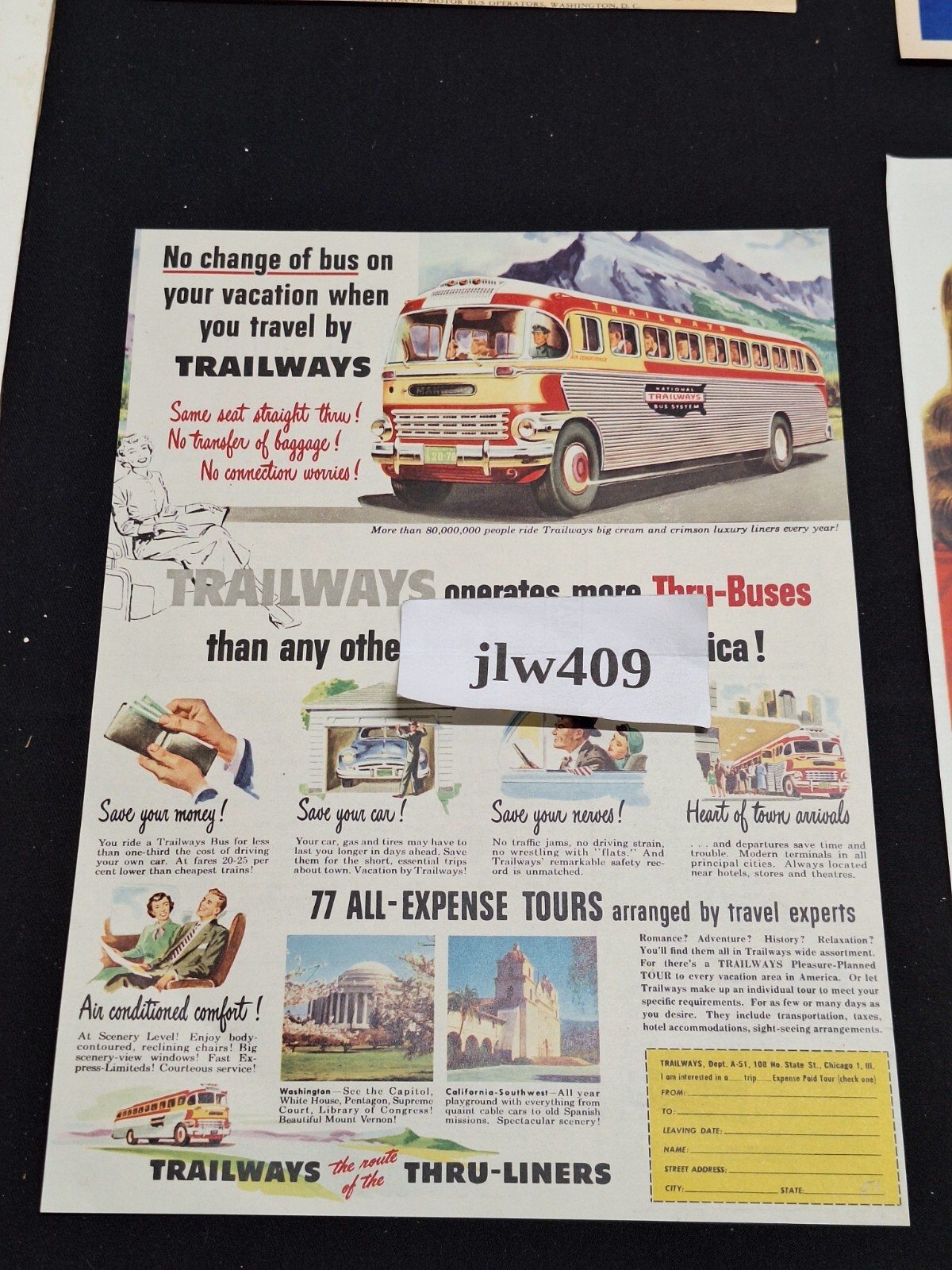 10 Vtg 1944-1951 BUS ADS Original Print Ad Spearhead Greyhound Trailways
