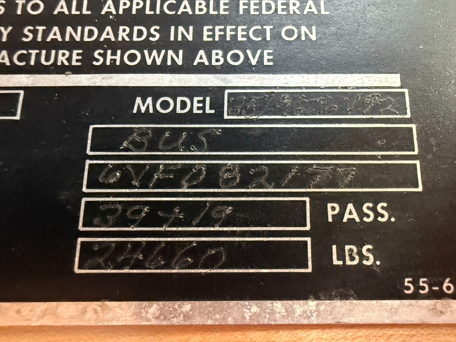 Gillig Phantom transit bus metal builder’s plate – 1981