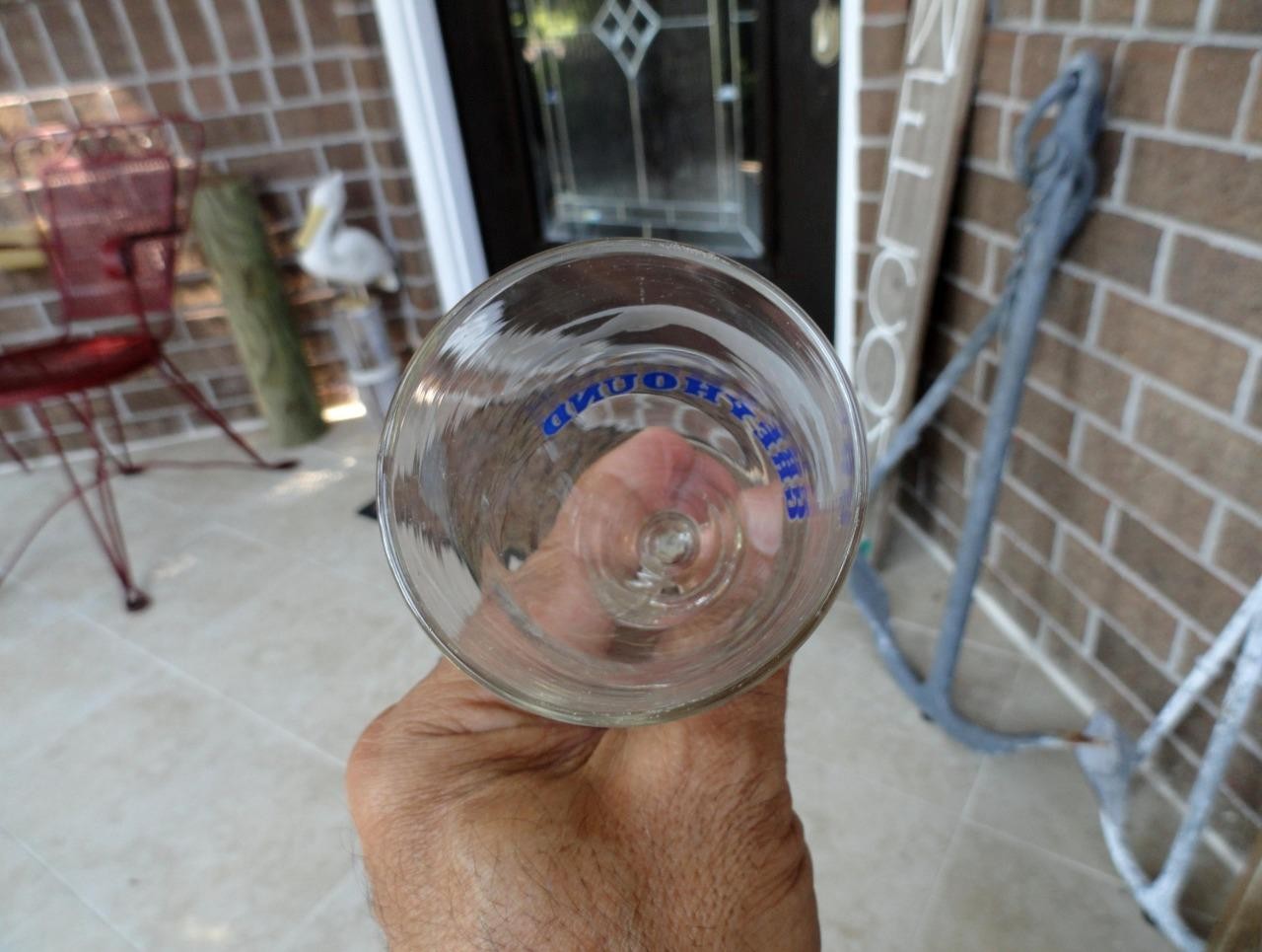 vintage GREYHOUND BUS Beer Juice Cocktail ADVERTISING DRINKING GLASS