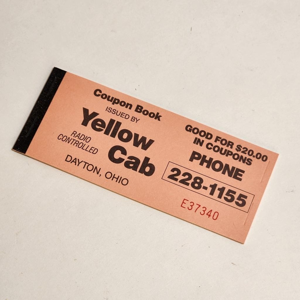 unused yellow cab coupon book vintage taxicab script complete 60 coupon booklet