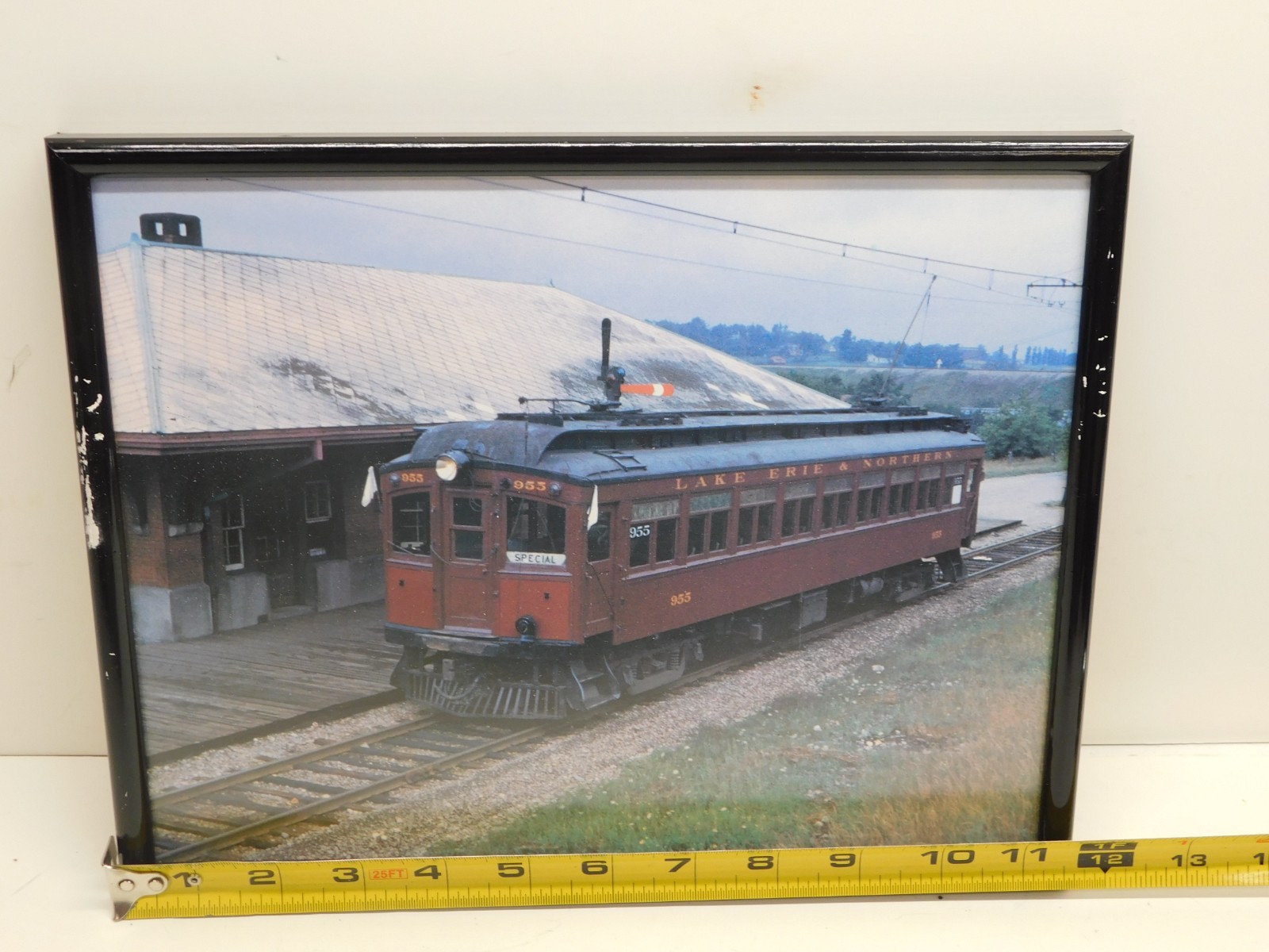 Framed Railroad Picture Lake Erie & Northern Interurban Trolley Car #955 P42