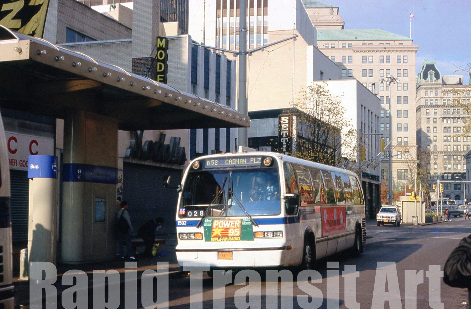 Vintage 1986 Slide New York City RTS Bus 1507 Route B52 Fulton St. Brooklyn NYC