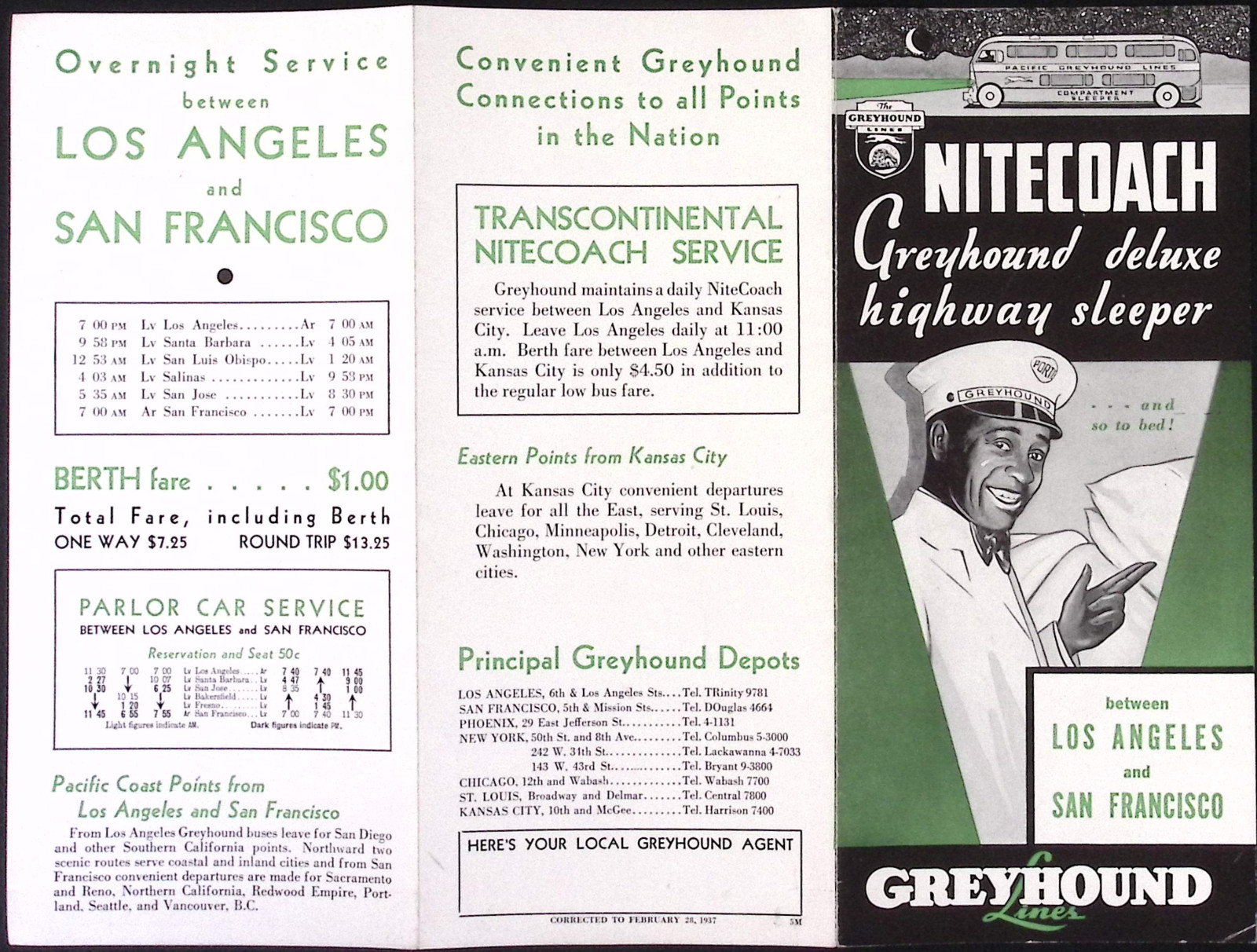 Greyhound Lines Nitecoach Deluxe Highway Sleeper Brochure c1940s
