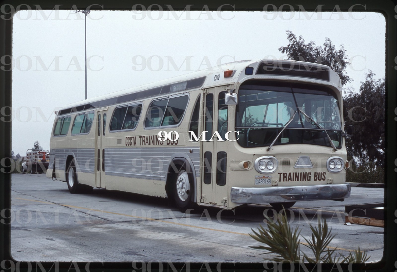 CCCTA. GM COACH BUS #9900. Concord (CA). Original Slide 1989. TRAINING!