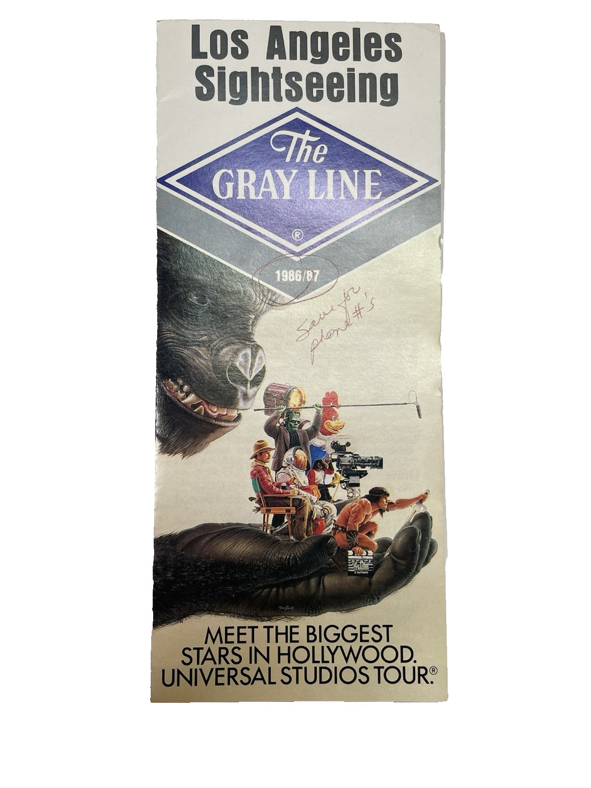 1986 Gray Line Bus Tour brochure Los Angeles CA Hollywood Universal Studios Tour
