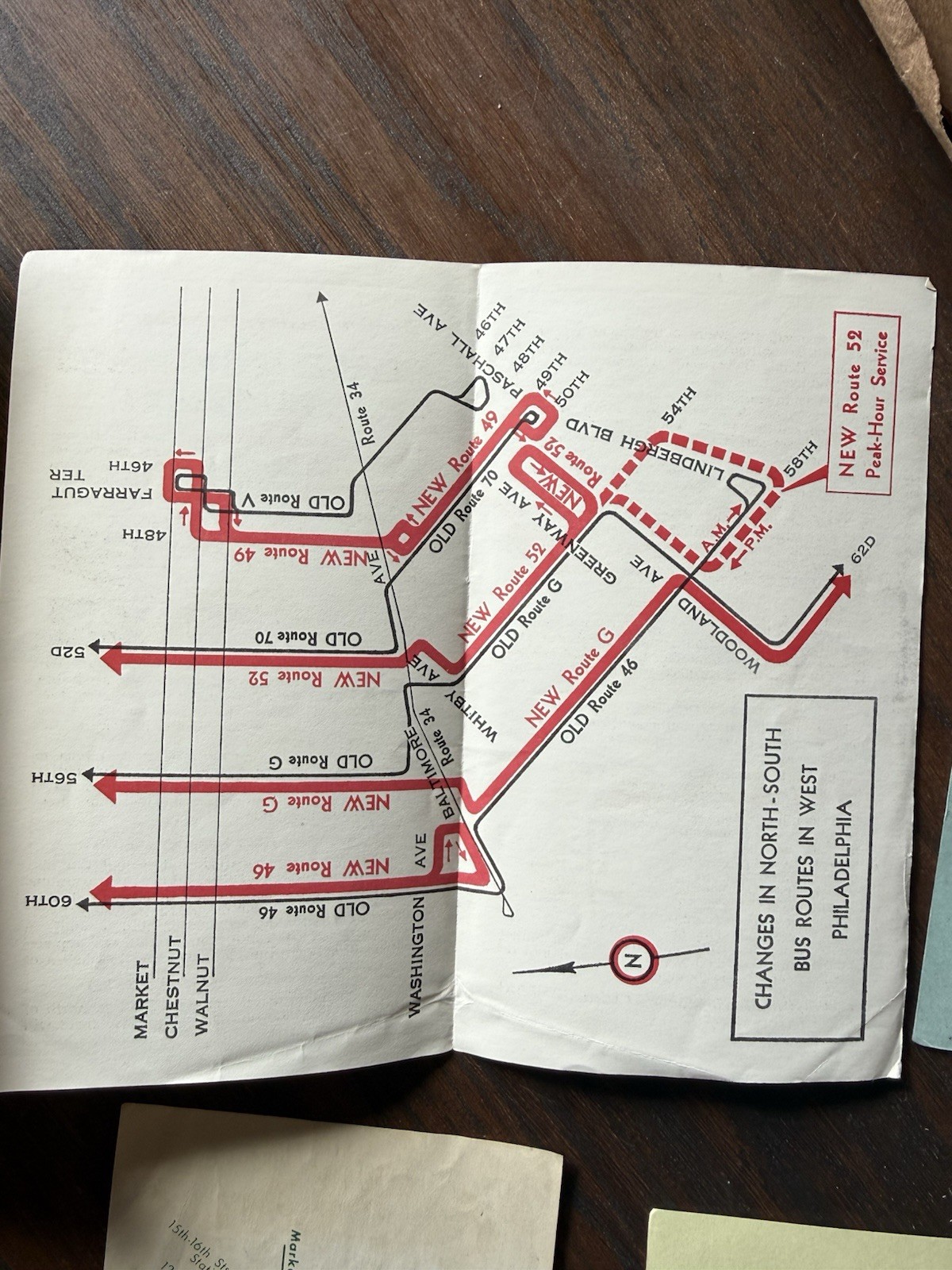 1953 PTC PHILADELPHIA TRANSPORTATION CO BROCHURES BUS ROUTE UPDATES