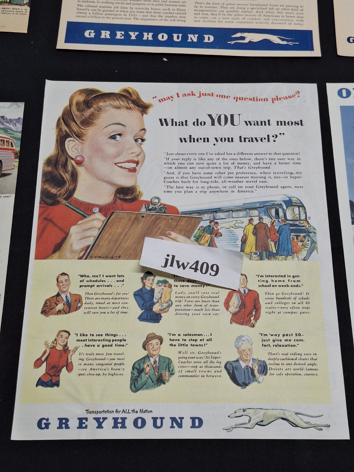 10 Vtg 1944-1951 BUS ADS Original Print Ad Spearhead Greyhound Trailways