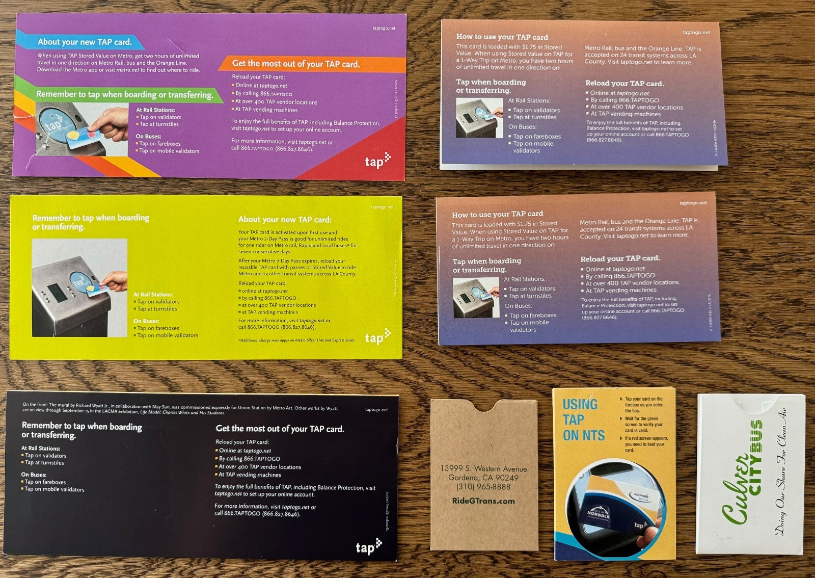 Used Los Angeles Area Transit Agency TAP Card Promotional Materials Card Holders