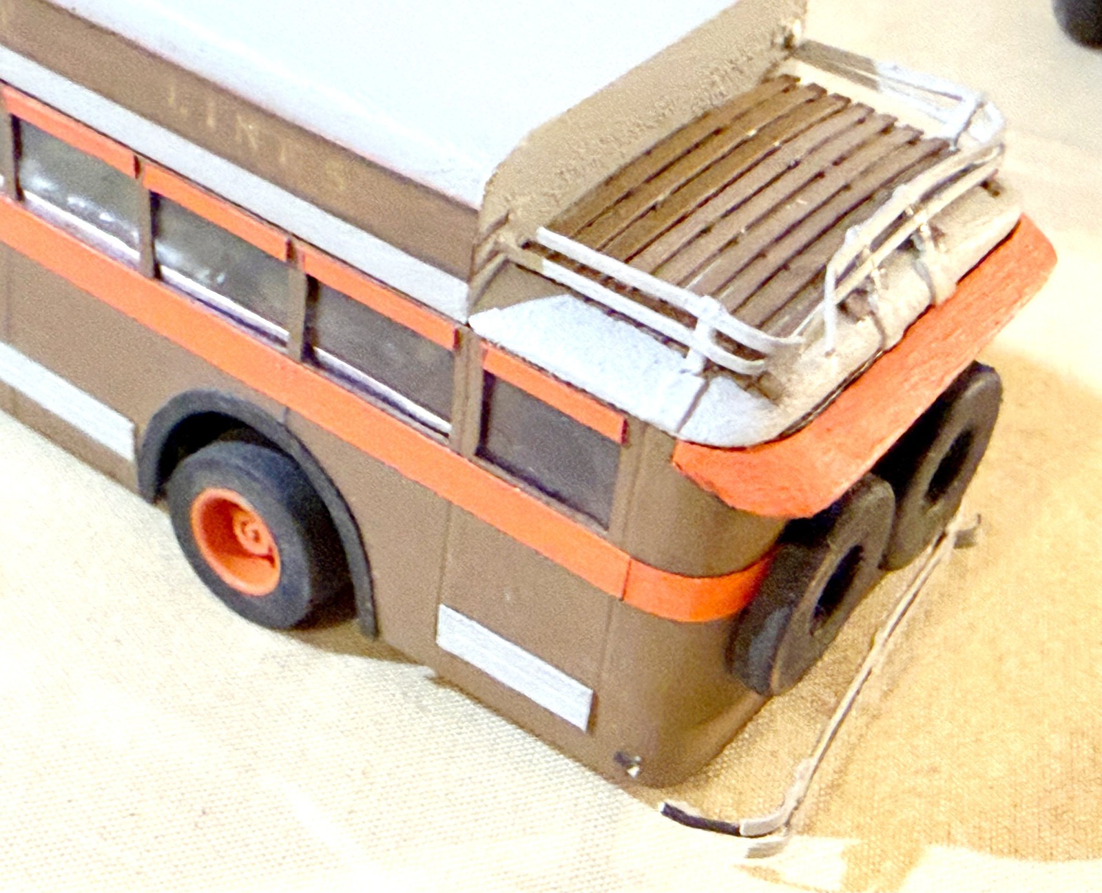 Handmade Vintage Slot Car Models: White COE Truck & 1930s Mack Intercity Bus