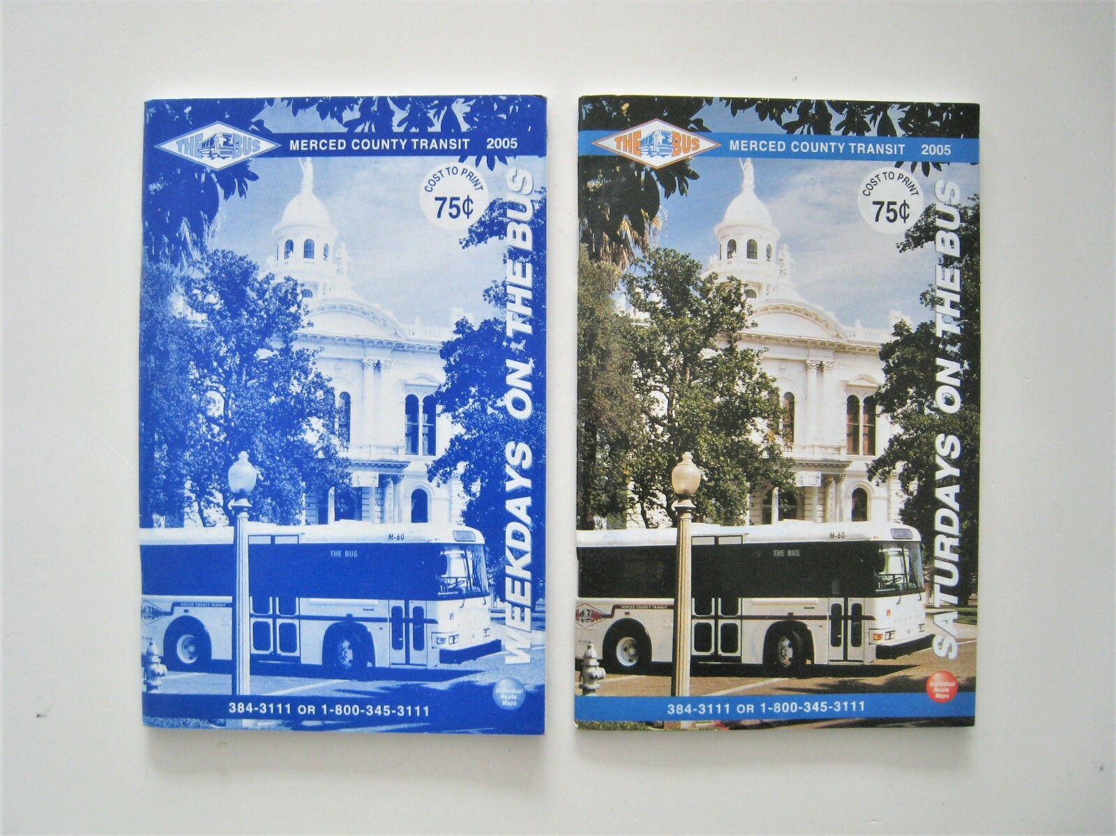 Lot of 2 Merced County Transit Bus Guide Timetable Schedules (2005) California