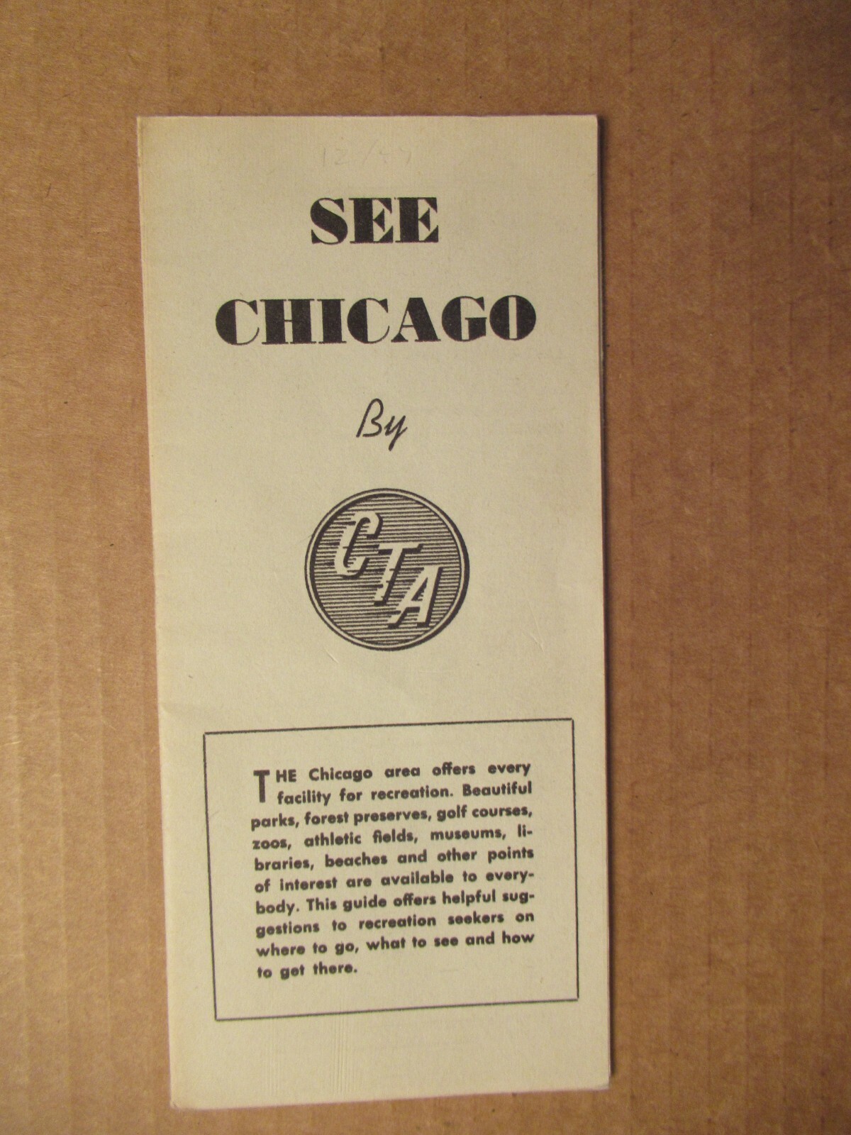 CTA Chicago Transit Authority Bus Map circa 1950