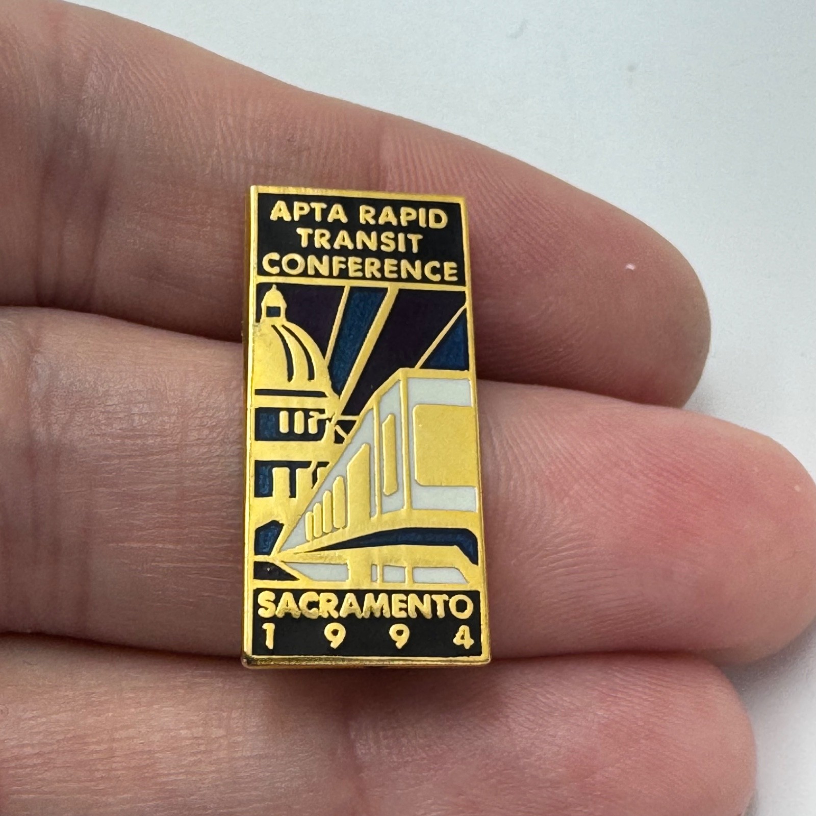 1994 APTA Rapid Transit Conference Lapel Pin Sacramento Train Vintage