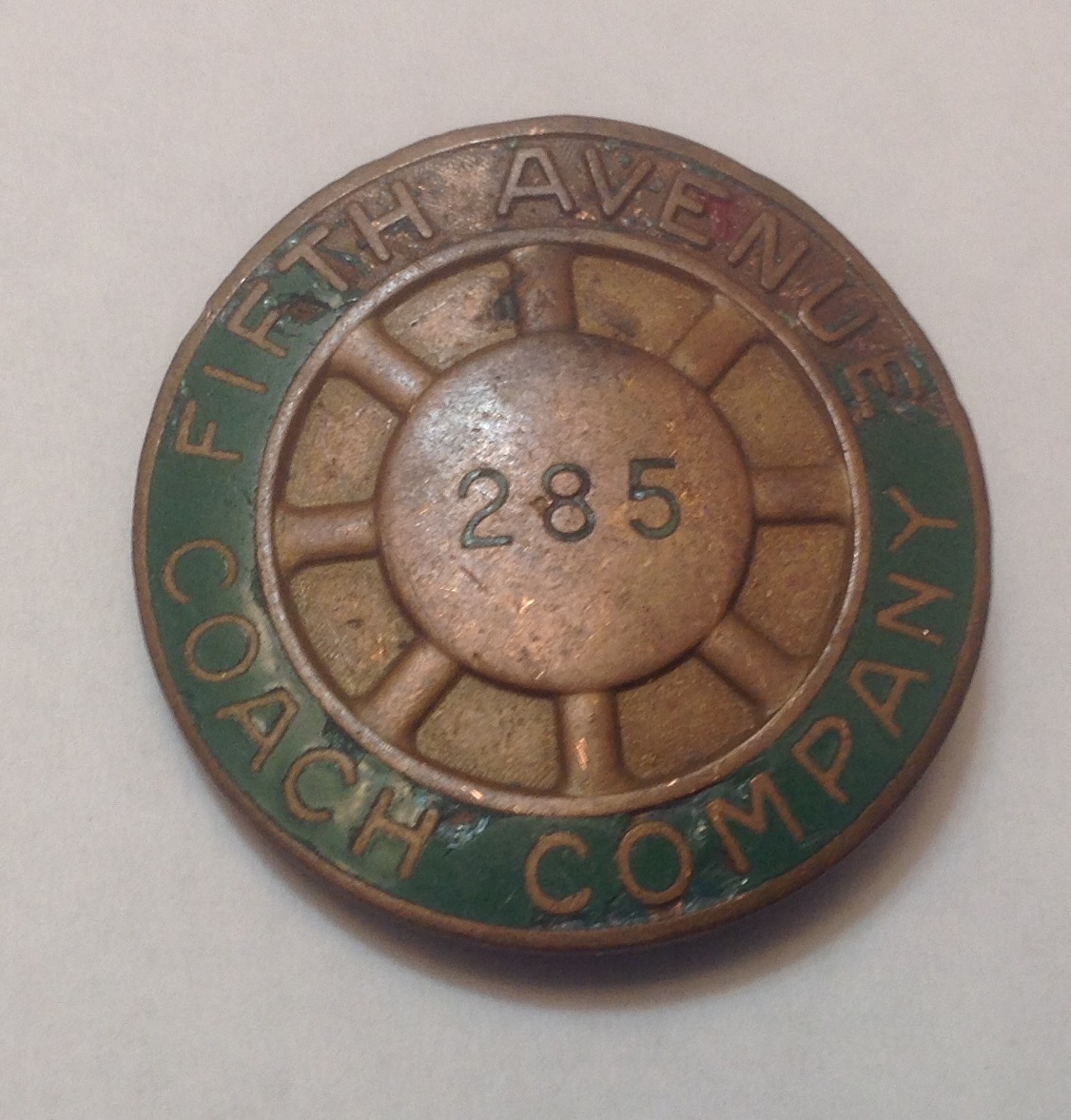 Vintage Fifth Avenue Coach Company New York City Bus Driver Hat Badge 285