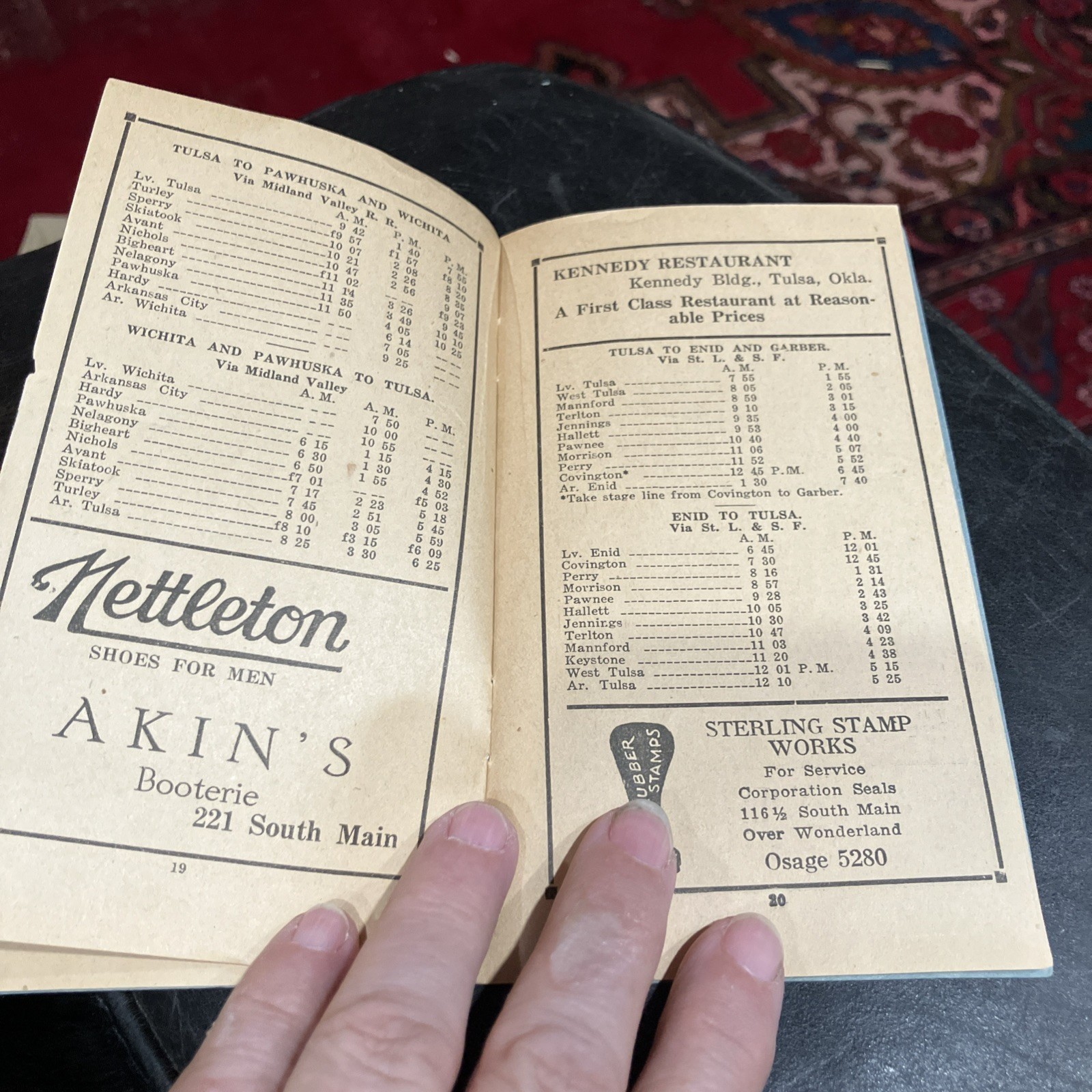 1920’s RD Taxi Rail Fare Guide “From Tulsa To” For March