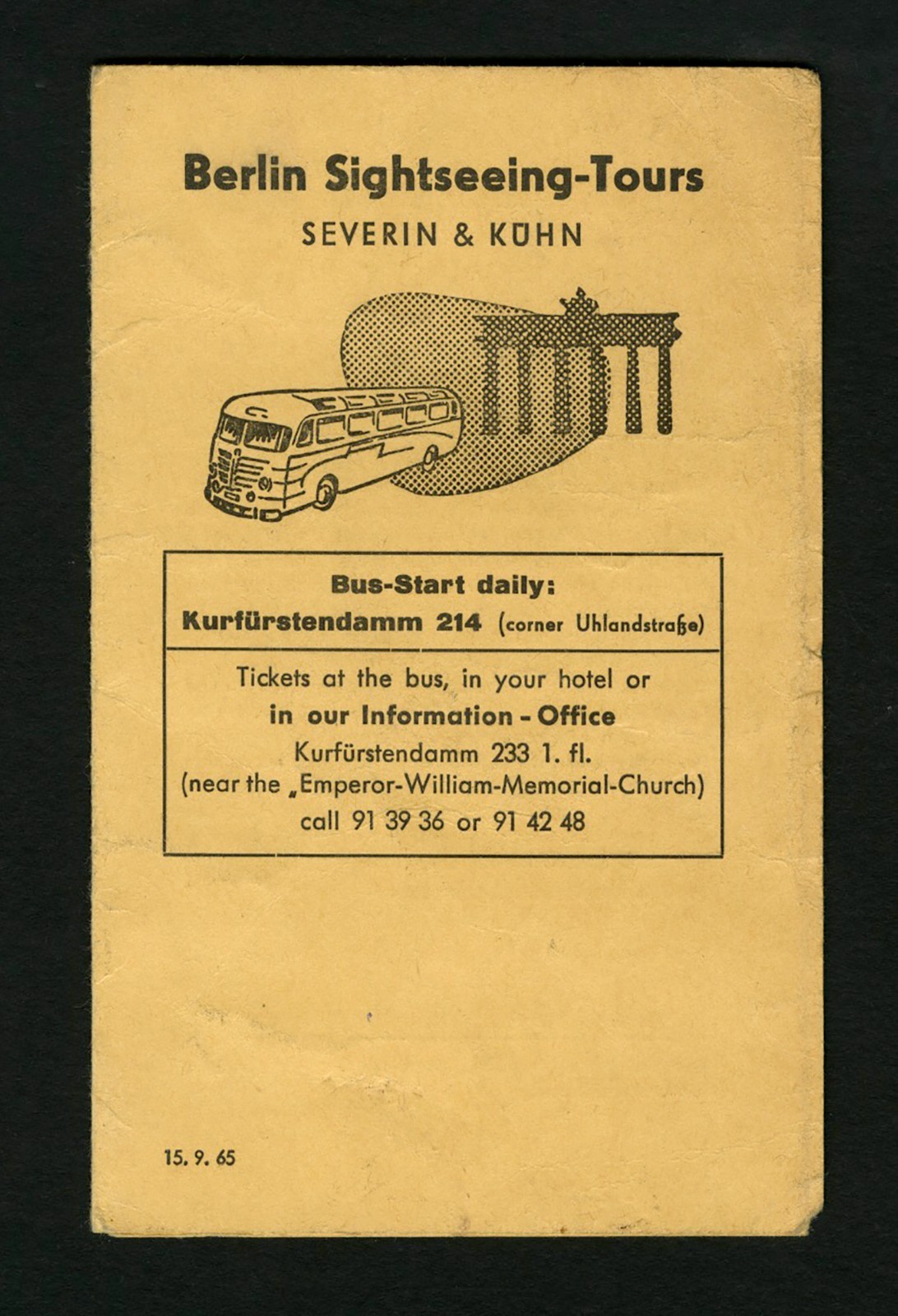 1950s Berlin Sightseeing Tours Schedule West Germany / East Germany Bus & Boat