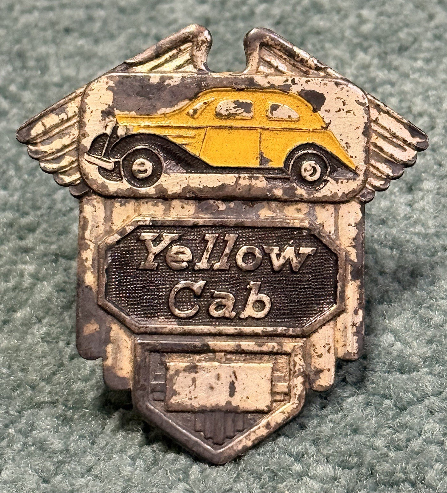 Vintage Yellow Cab Taxi Driver Hat Badge